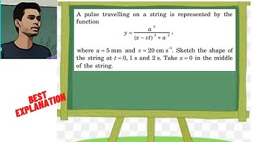 A pulse travelling on a string is represented by the function y = a 3(x − vt) 2 + a 2 , where a = 5
