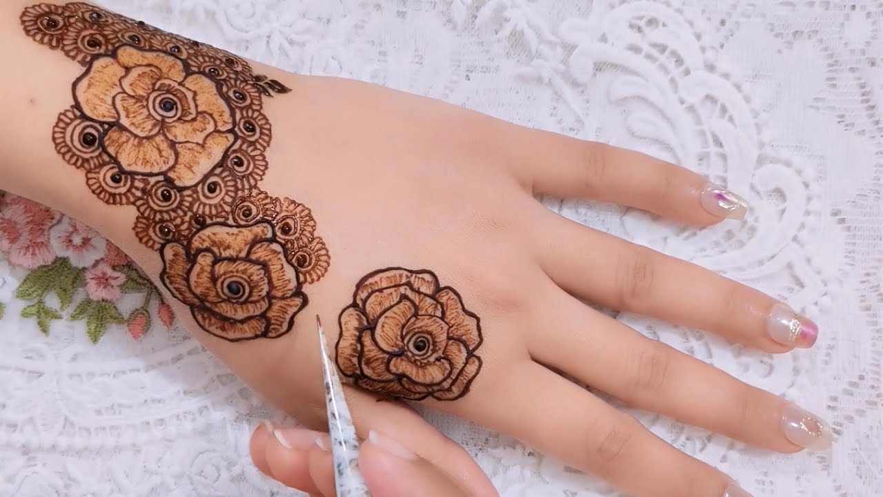Simple Rose Mehndi Design for Back Hand | Beautiful Floral Henna Art | Hennora Artistry