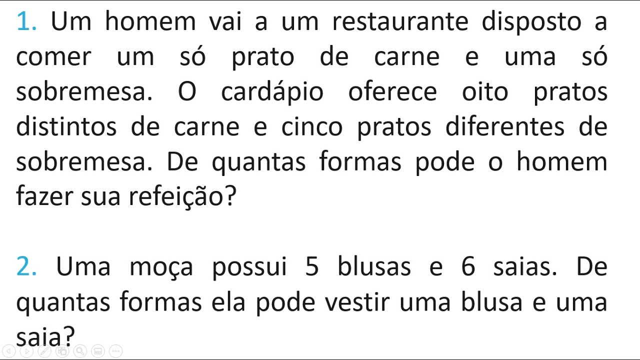 QUESTÕES 1 e 2 | Princípio Fundamental da Contagem.