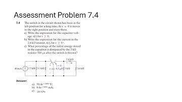 Assessment Problem 7.4 (Nilsson Riedel) Electric Circuits 11th Edition