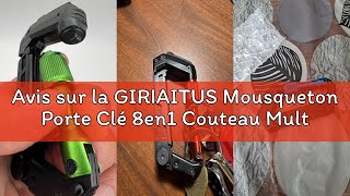 Avis sur la GIRIAITUS Mousqueton Porte Clé 8en1 Couteau Multifonction Cadeau Homme Gadget Insolite U