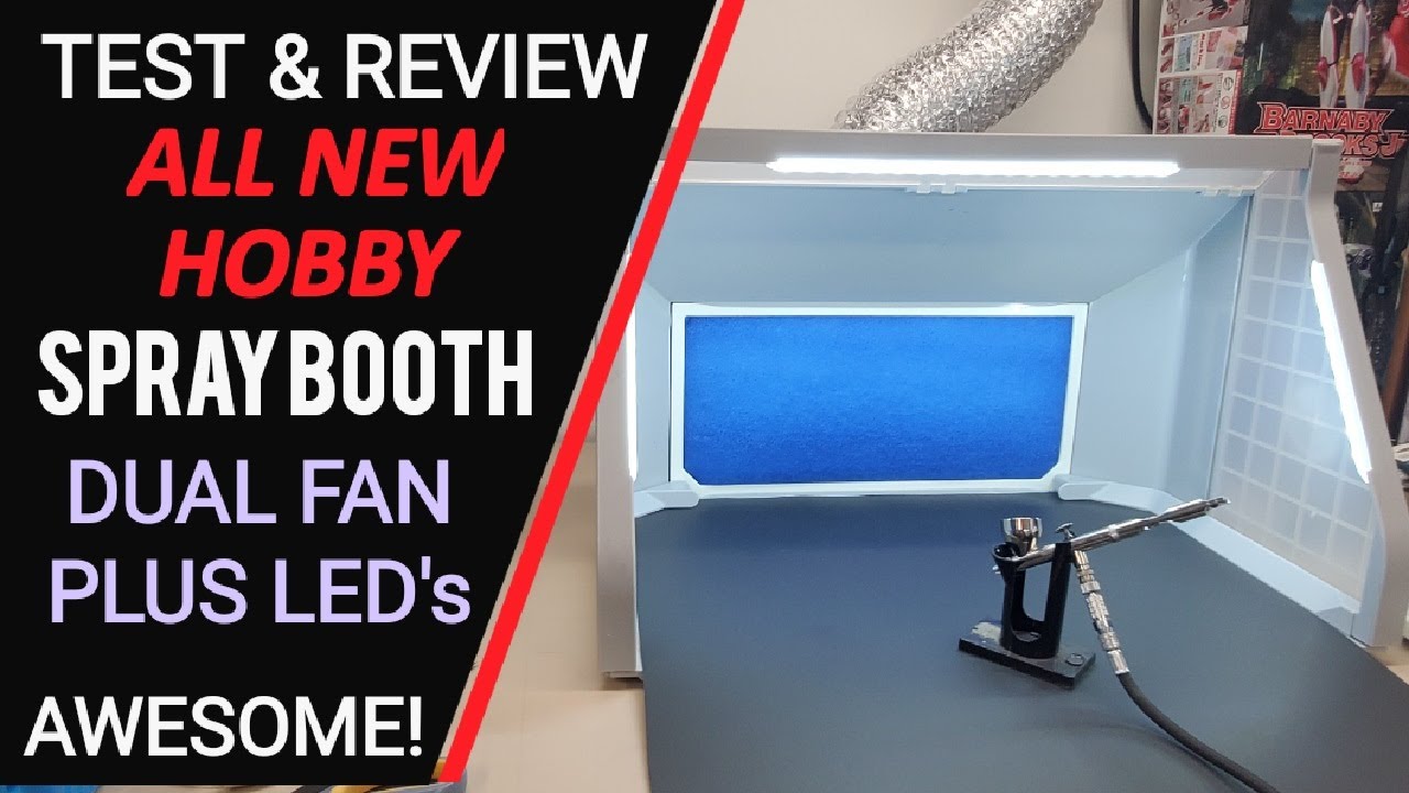 Anesty Airbrush Spray Booth with Bright LED Lights Turn Table Hose and Extra Replacement Filter, Portable Paint Booth Can Be used with LEDs Only