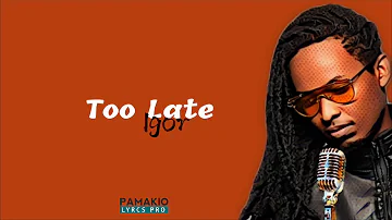 TOO LATE BY Igor Mabano Official Video Lyrics