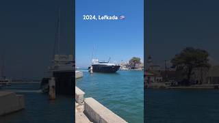 Ships entering Lefkas Marina passing by the floating mobile bridge of Agia Mavra #lefkada #agiamqvea
