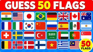 Guess 50 Flags 🌍 | Can You Guess All 50 Countries | Flag Quiz