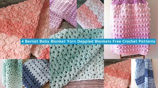 4 Bernat  Baby Blanket Yarn Dappled Crochet Patterns Super Chunky Yarn Ombre