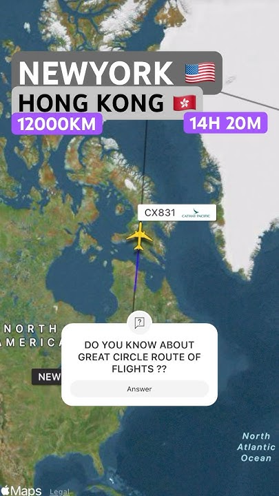 New York To Hong Kong Flight Time Non Stop Cathay Pacific's CRAZY New York to Hong Kong || Flight Route #shorts #