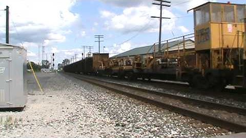 CSX westbound welded rail train with a GP30 leader in Fostoria,OH