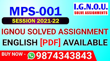 MPS-001 Solved Assignment 2021-22 in English, MPS 1 Solved Assignment 2022, MPS 1 Assignment