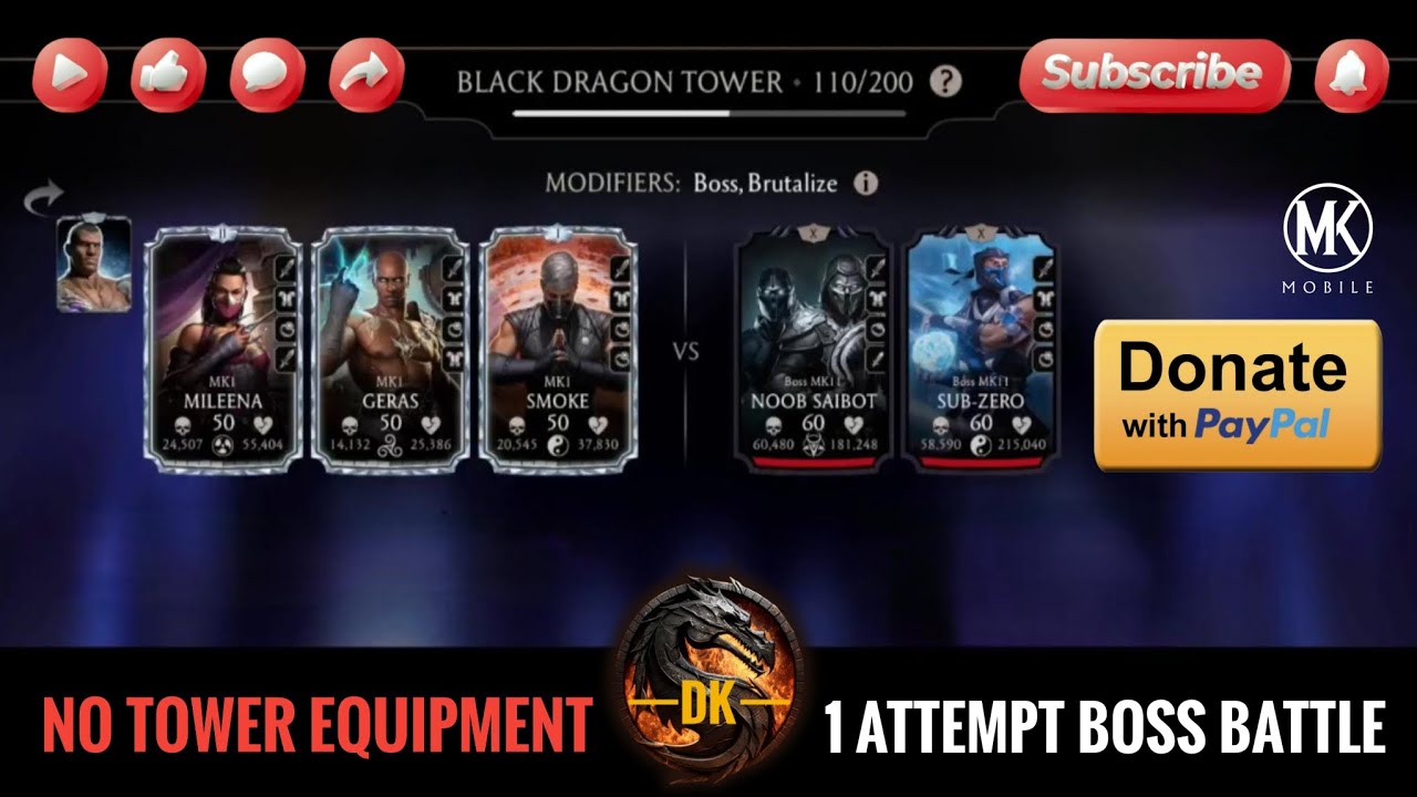 Black Dragon Tower 110 & Reward 🎮 Mortal Kombat Mobile▫️MK Mobile 