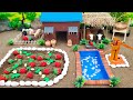 Diy making mini farm diorama with house for cow pig  mini hand pump supply water pool for garden