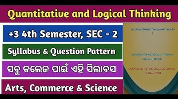 +3 4th semester SECC-2 Syllabus and question pattern!! Quantitative and logical thinking