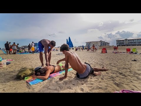 Boy Touching Girls At Topless Beach