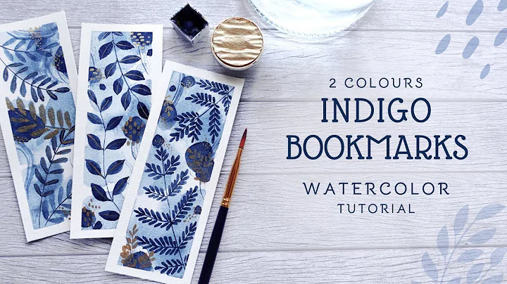 Indigo Watercolor Bookmarks with only 2 colours for beginners