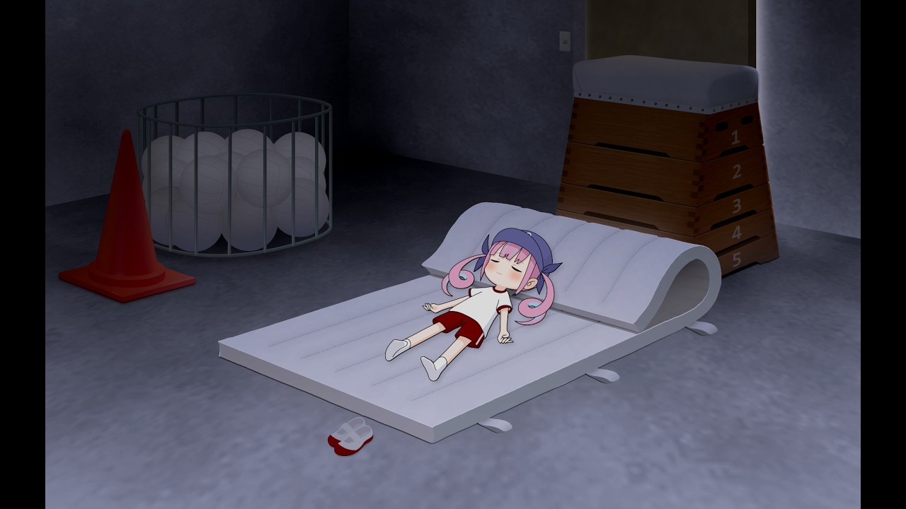 あくたん、運動会をサボって体育館倉庫でｽﾔｧ…【湊あくあ/宝鐘マリン/ホロライブ切り抜き漫画】