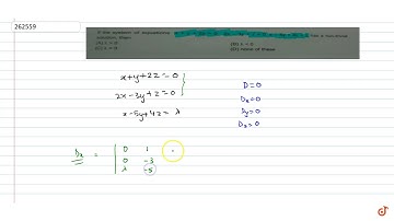 If the system of equations `x+y+2z=0,2x-3y+z=0,x-5y+4z=lambda` has a non trival solution then