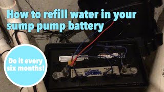 Dad Refills Water in Basement Watchdog Sump Pump Battery