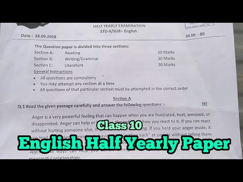 mid term paper class 10 english