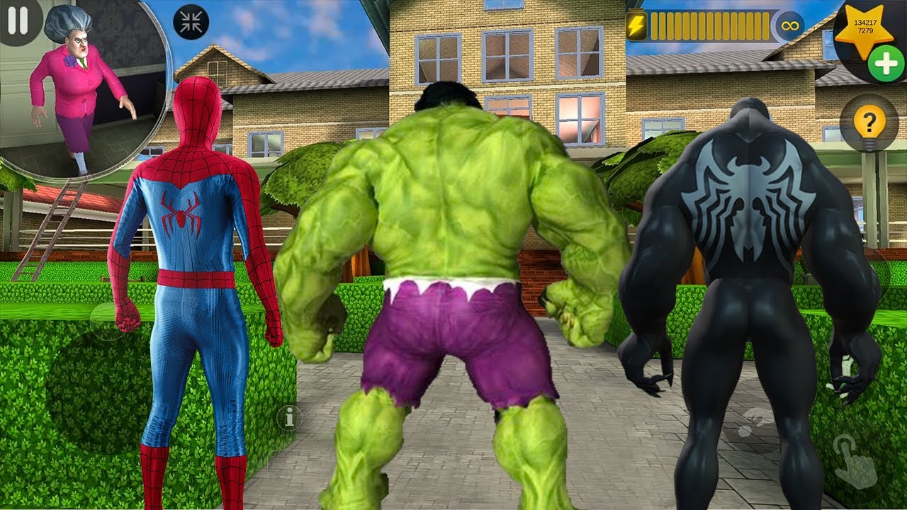 Playing as SPIDERMAN VENOM HULK Scary Teacher 3D Update - Once Upon A Mime & Puppet Dance New Levels