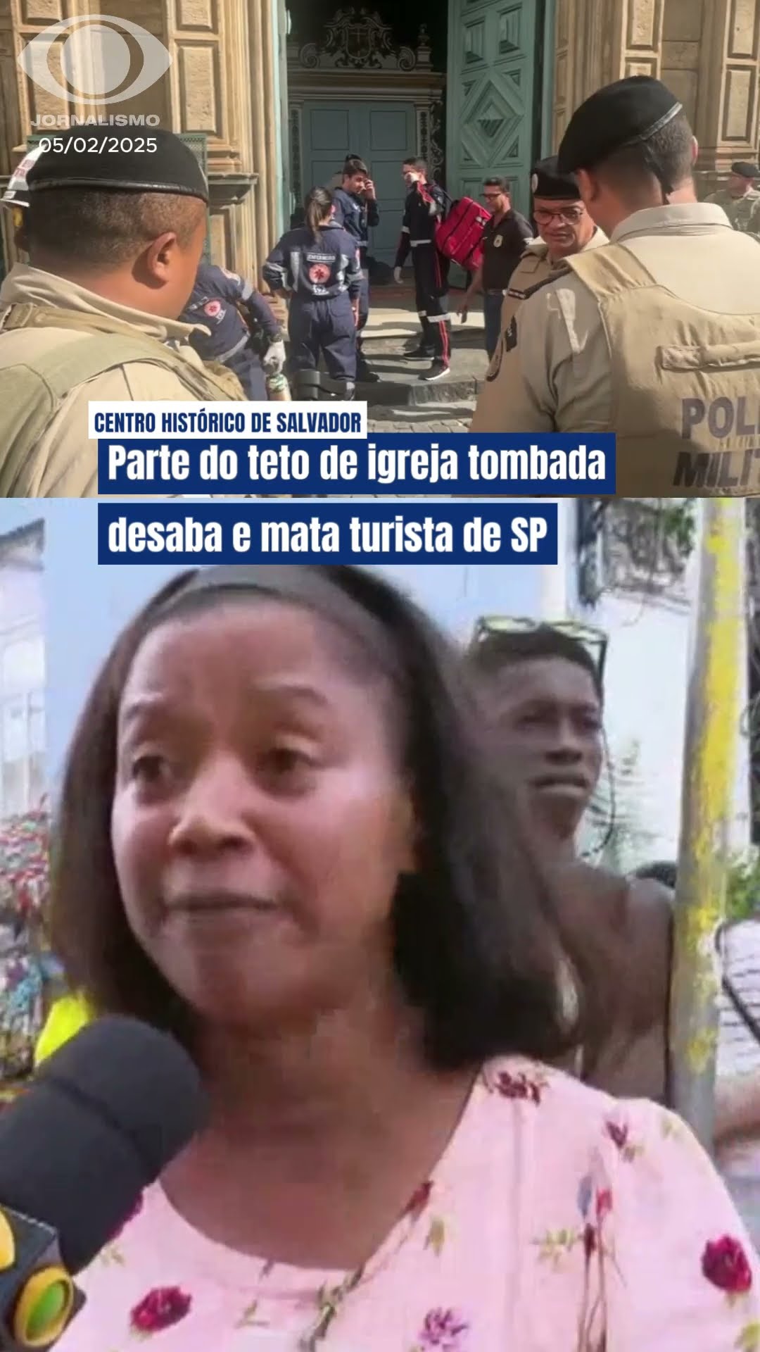 Desabamento do teto de igreja em Salvador mata turista de SP, diz coronel #shorts