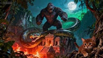 King Kong vs Giant  Python | Epic Jungle Battle to Save a Kitten (Heartwarming CGI Short Film)