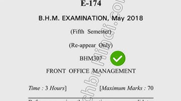 2018 Dcrust BHM 5th Sem Reappear Front Office Management Question Paper