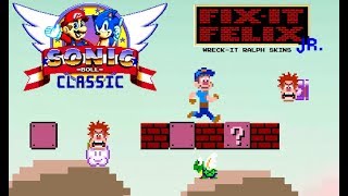 Sonic Boll mods FixIt Felix jr. skin & WreckIt Ralph world skin (Full Gameplay)