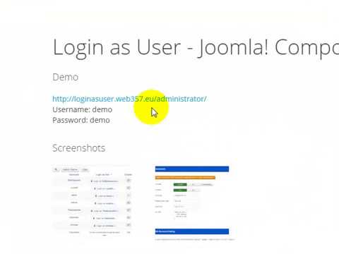 The easiest way to login as a User in Joomla!