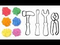 Coloring Tools with Rainbow Kinetic Sand Learn Colors for Kids