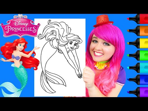 coloring-ariel-the-little-mermaid-disney-princess-coloring-page-prismacolor-markers-|kimmi-the-clown