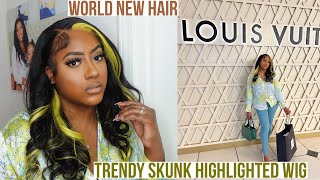 TRENDY SKUNK LIME GREEN LACE WIG INSTALL | WORLD NEW HAIR