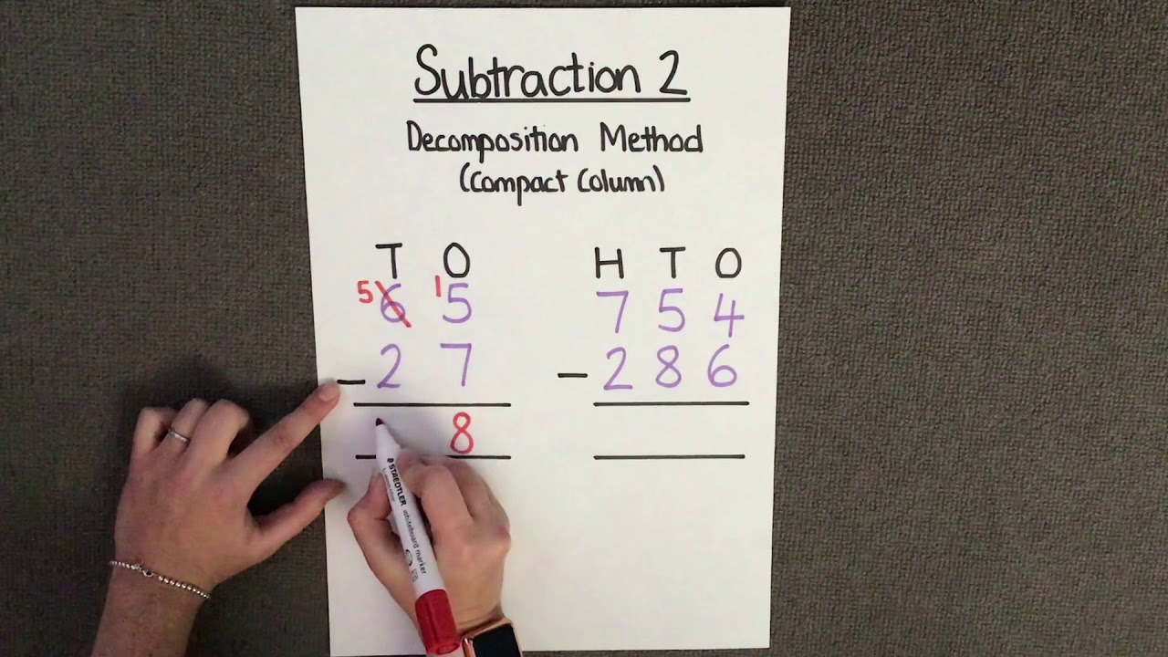 Subtraction 2 Decomposition Method YouTube