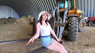 Farm Pretty Girl Intelligent Technology Modern Cow Milking Farming​ Hay Tractor #Cattleculture