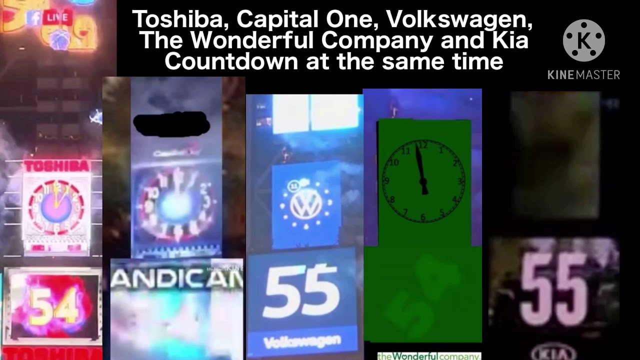 Times Square Toahiba, Capital One, Volkswagen, The Wonderful Company, and Kia Countdown Sync at same