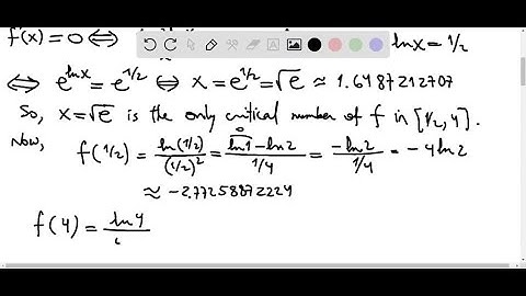 Find the absolute maximum and absolute minimum values of f on the given interval. f(x) = x^-2 ln…