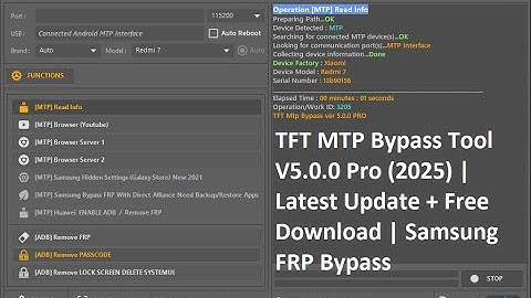 TFT MTP Bypass Tool V5.0.0 Pro (2025) | Latest Update + Free Download | Samsung FRP Bypass