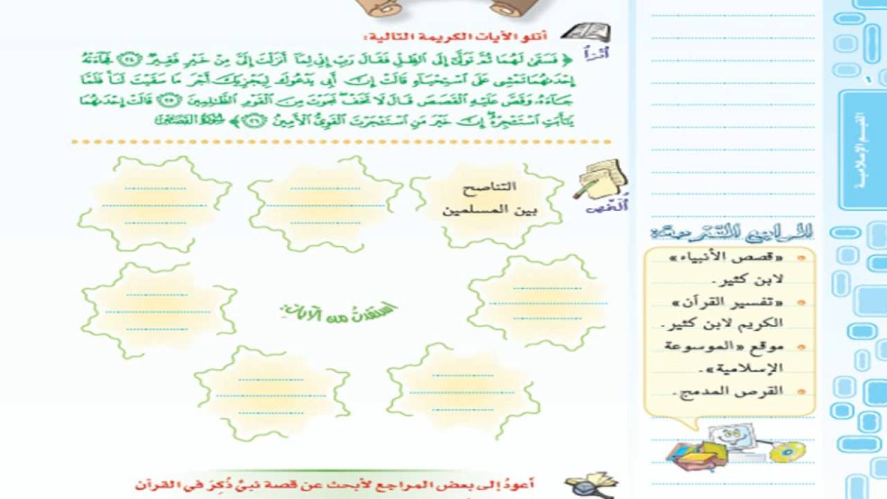 حل كتاب لغتي النشاط اول متوسط ف2 رساله ام