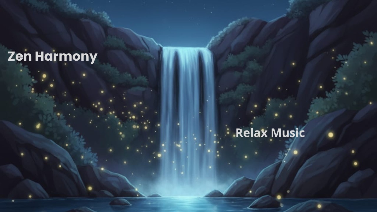 Cascada Zen Nocturna/ Sonido de agua para dormir profundo/ Zen harmony relax music