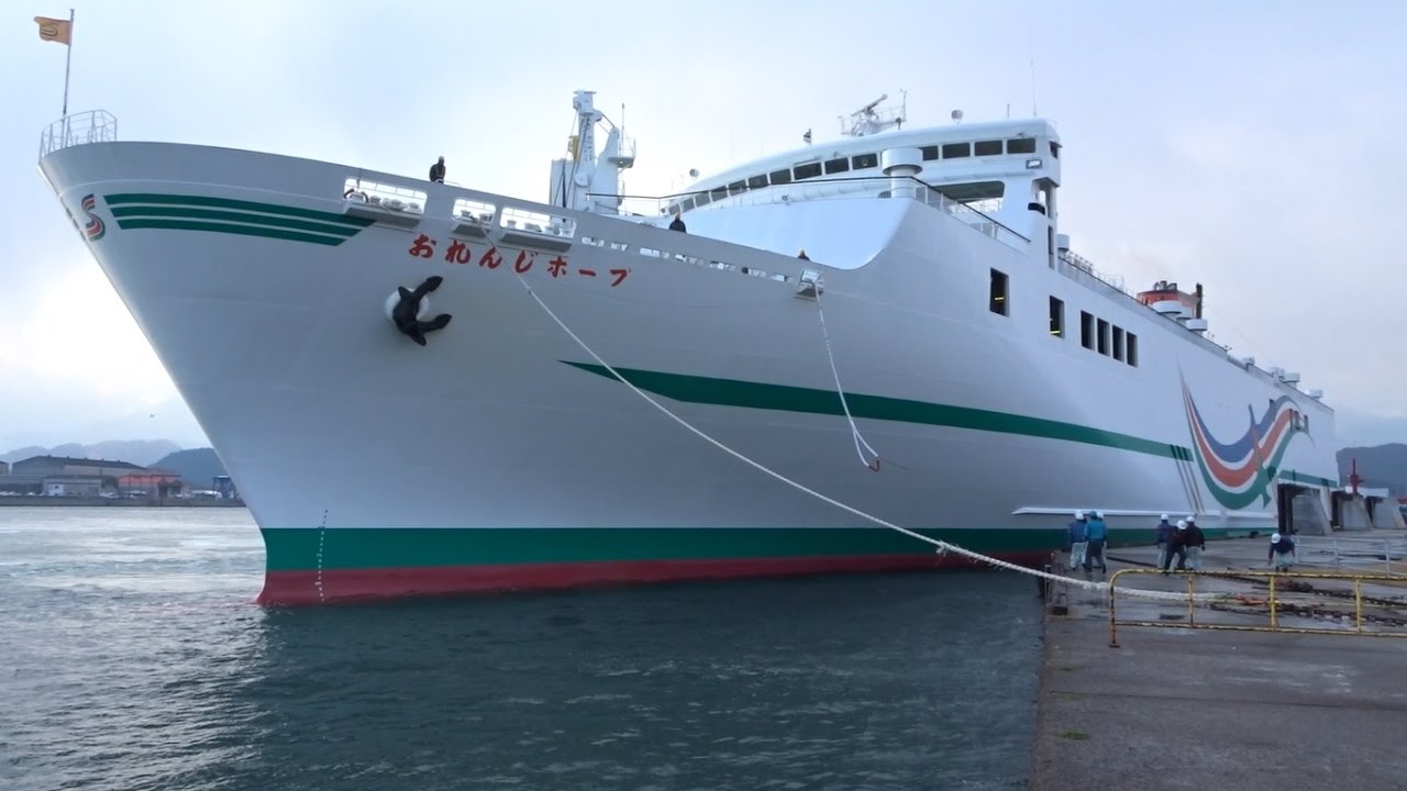 新居浜東港　フェリー　おれんじホープ　入港、接岸、綱取り （愛媛）