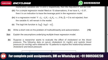 MSCAST | Write a short note on the problem of multicollinearity and autocorrelation.