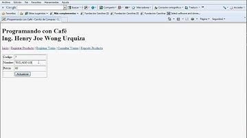 Muestra del carrito de compras con JSP y MySQL