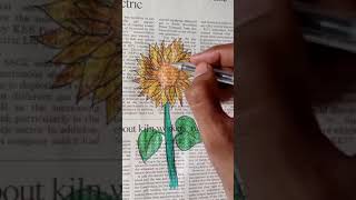 How to Draw Sunflower 🌻 Drawing of Sunflower 🌻 on Newspaper