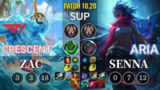 T1 Crescent Zac vs CGA Aria Senna Sup - KR Patch 10.20