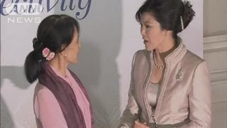 タイ訪問のスー・チーさん 首相主催の晩餐会に(12/06/01) スーチー 検索動画15 タイ訪問のスー・チーさん 首相主催の晩餐会に(12/06/01) スーチー 検索動画 15
