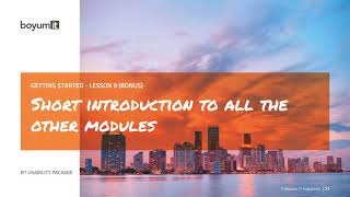 B1UP Getting Started: Lesson 9  - Short introduction to all the other modules