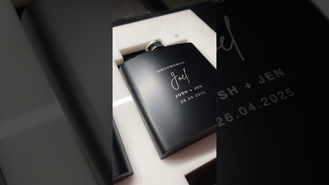 Unique Groomsmen Gift | Laser Engraved Hip Flask Set 🥃