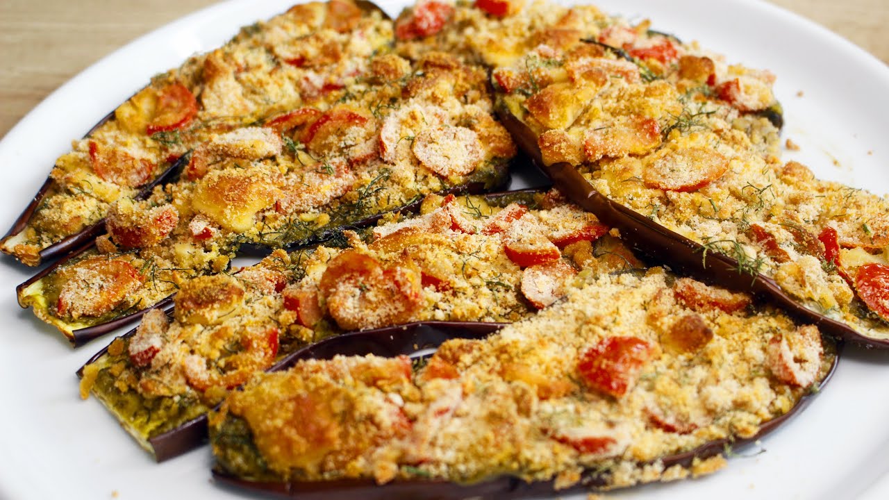 Gebackene Aubergine mit Pesto vegetarisch! schnell gebackenem Gemüse ...