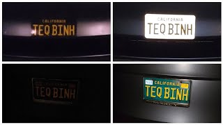 2022 Long Range Tesla Model Y California Custom 1960s Legacy Sticker Plate at Night