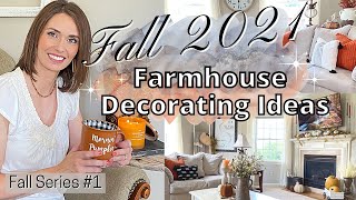 COZY FALL FARMHOUSE DECORATING IDEAS | FALL HOME DECORATING SERIES | FAMILY ROOM DECORATE WITH ME