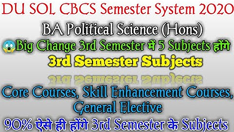 Du sol 3rd Semester syllabus! BA Political science (Honours)! sol Third Semester Subjects 2020!